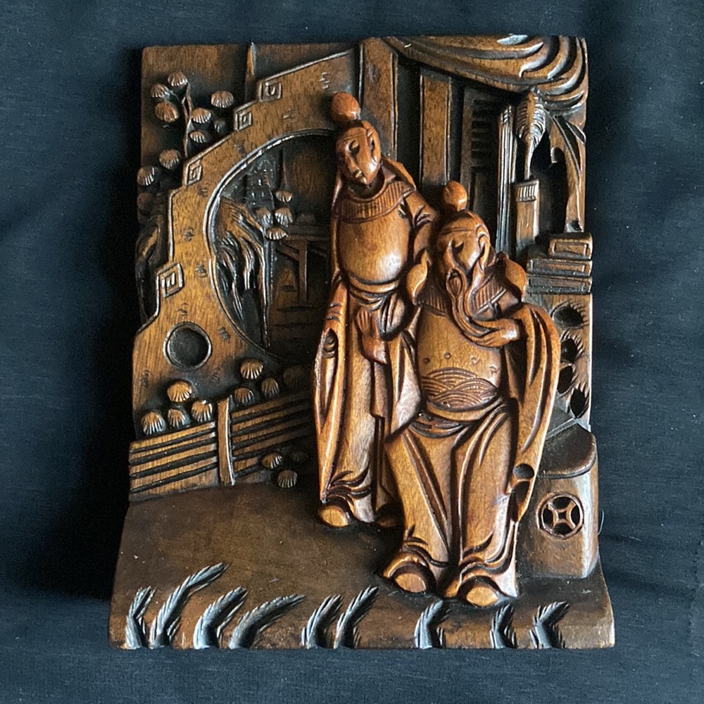 Vintage Chinese cherry wood carving